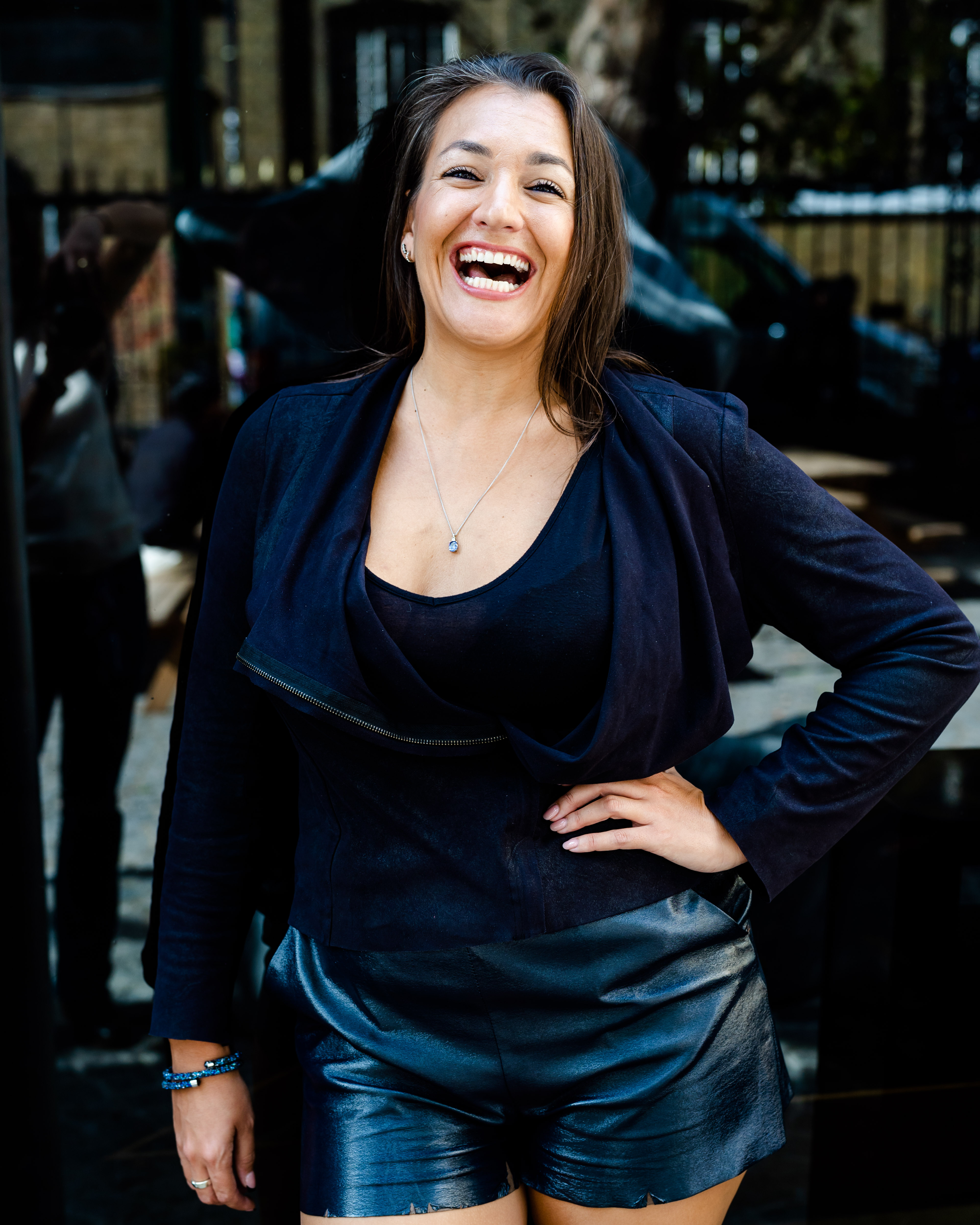 Abi smiling wearing a floral crown